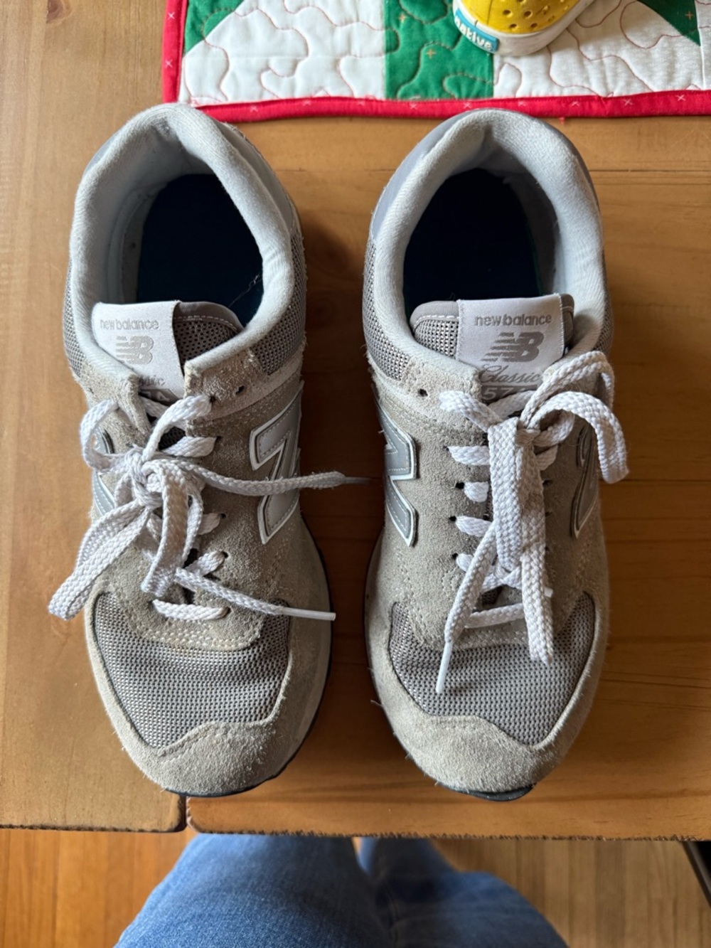 New Balance Light Gray Suede & Mesh Sneakers